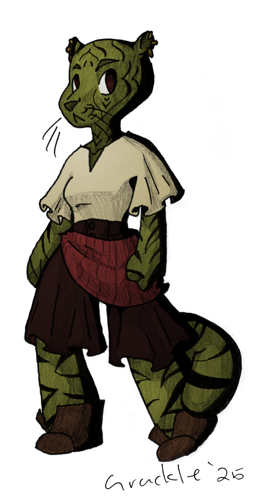 a cartoony drawing of a tiger sailor, shaded in pencil and colored digitally